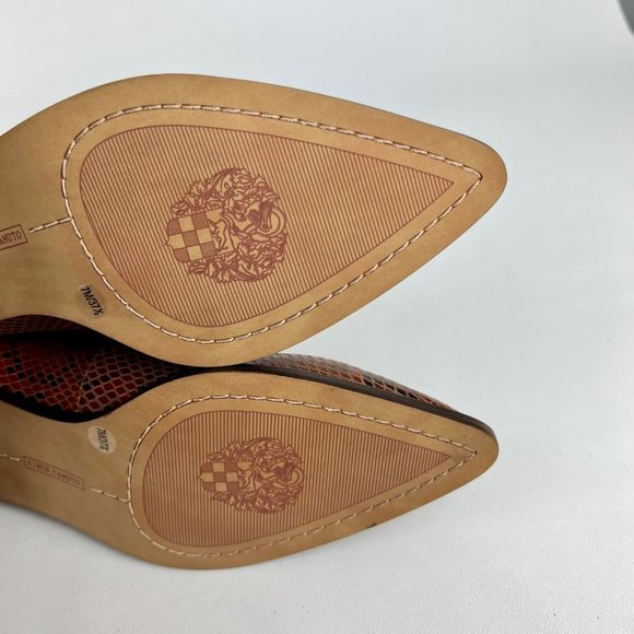 Vince Camuto Womens Satillie Brown Leather Snake Pointed Toe Loafer Shoes size 7 - Picture 13 of 16